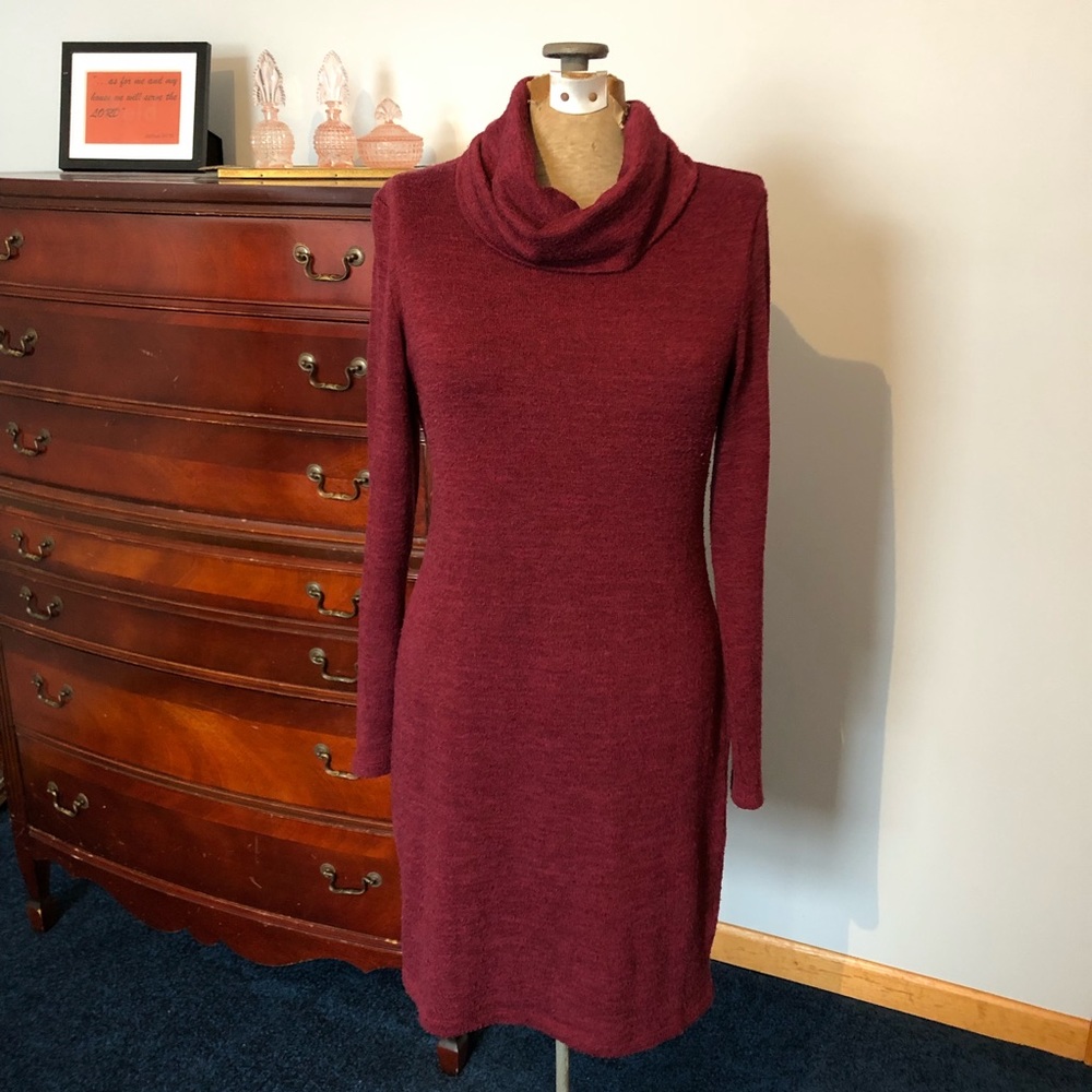 Old Navy Cowl Neck Wine Sweater Dress